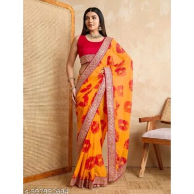 Bani- Bandhani Embroidered Saree In Georgette