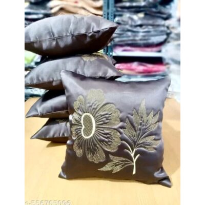 Softhue- Floral Embroidered Satin Cushion Cover Set