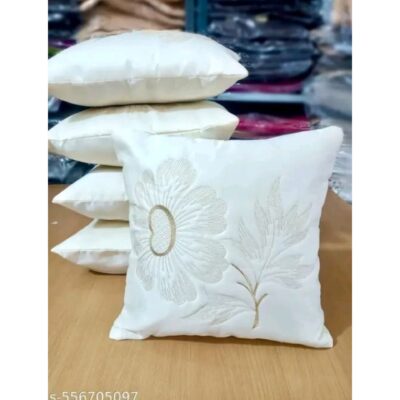 Softhue- Floral Embroidered Satin Cushion Cover Set