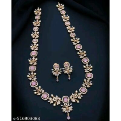 Orna- Gold Plated Necklace Set With American Diamonds