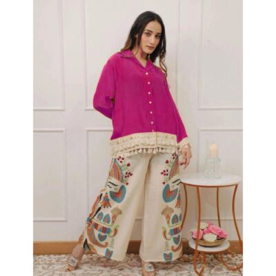 Zyra- Cotton Co-ord Set With Lace Detailing