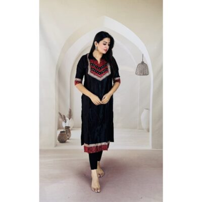 Aira- Ajrakh Patchwork Kurti In Silk