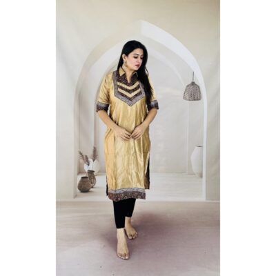 Aira- Ajrakh Patchwork Kurti In Silk