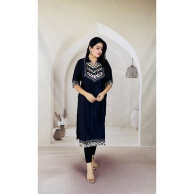 Aira- Ajrakh Patchwork Kurti In Silk