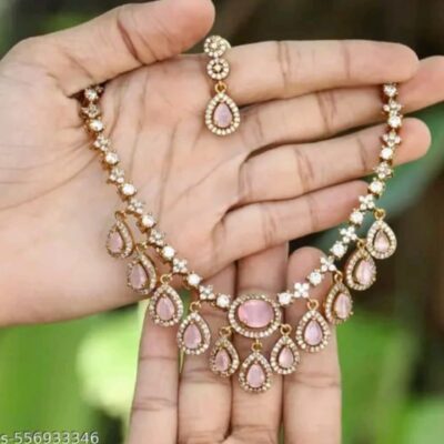 Avira- Gold Plated AD Stone Necklace Set