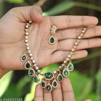 Avira- Gold Plated AD Stone Necklace Set