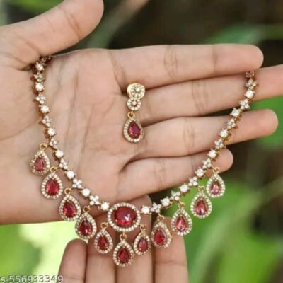 Avira- Gold Plated AD Stone Necklace Set