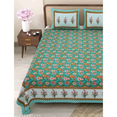 SoftTouch- Floral Print King Size Bedsheet In Cotton