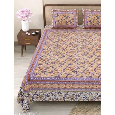 SoftTouch- Floral Print King Size Bedsheet In Cotton