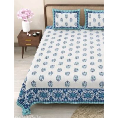 SoftTouch- Floral Print King Size Bedsheet In Cotton