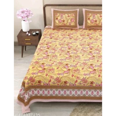SoftTouch- Floral Print King Size Bedsheet In Cotton