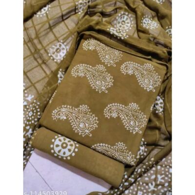 Mirvika- Unstitched Suit In Pure Cotton