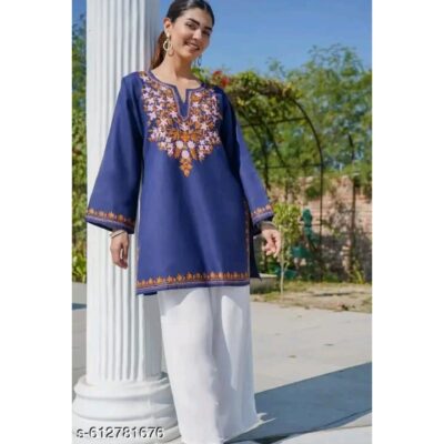Aara- Cotton Short Kurti With Kashmiri Work
