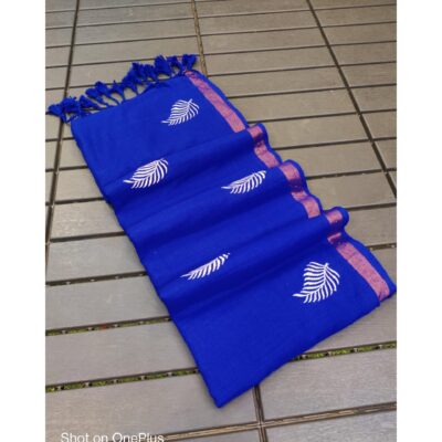 Ruva- Embroidered Saree In Khadi Cotton