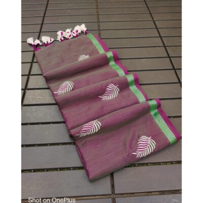 Ruva- Embroidered Saree In Khadi Cotton