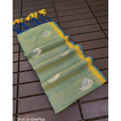 Ruva- Embroidered Saree In Khadi Cotton