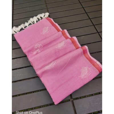 Ruva- Embroidered Saree In Khadi Cotton