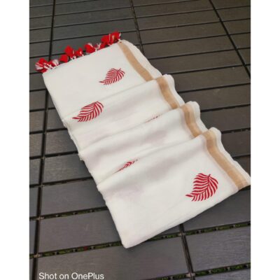 Ruva- Embroidered Saree In Khadi Cotton