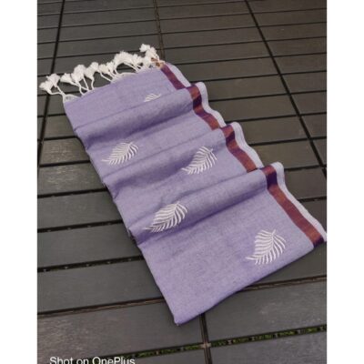 Ruva- Embroidered Saree In Khadi Cotton