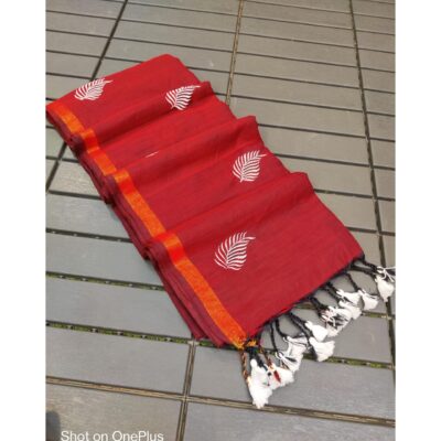 Ruva- Embroidered Saree In Khadi Cotton