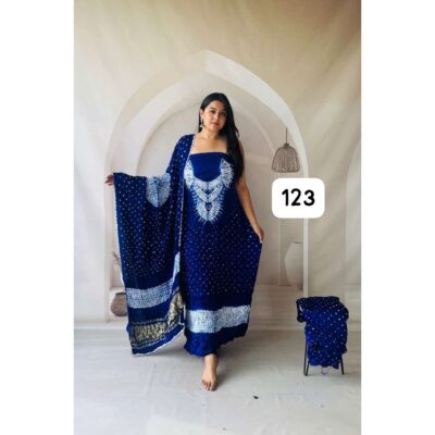 Karigari- Modal Silk Shibori Print Bandhej Unstitched Suit