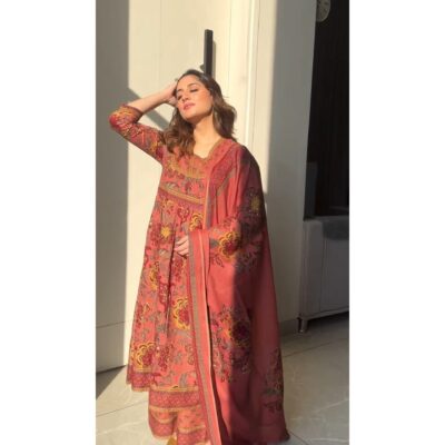 Isha- 3 Piece Anarkali Suit Set In Cotton