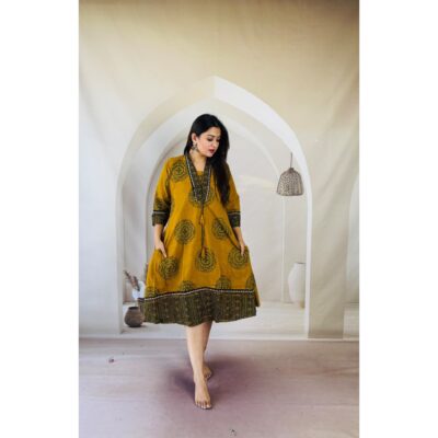 Kriti- Ajrakh Print One Piece Dress