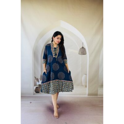 Kriti- Ajrakh Print One Piece Dress