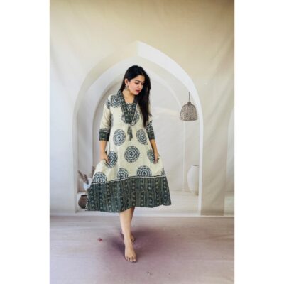 Kriti- Ajrakh Print One Piece Dress