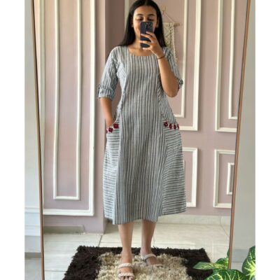 Aavi- Handcrafted A line One Piece Dress