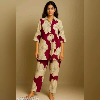 StyleEase - Floral Night Suit In Rayon