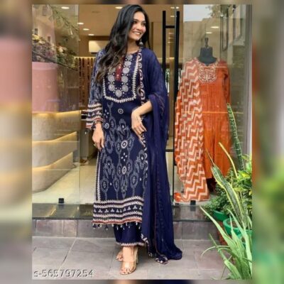 Riya - Floral Print 3 Piece Kurta Set In Shantoon