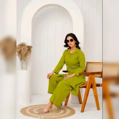 Ruhi - Cotton Co-ord Set With Collar Neck