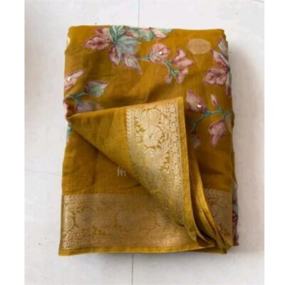 Vani- Floral Print Saree In Mul Cotton