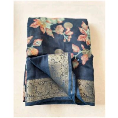 Vani- Floral Print Saree In Mul Cotton