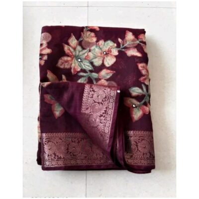 Vani- Floral Print Saree In Mul Cotton