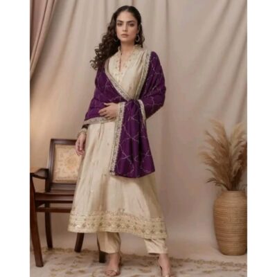 Paakhi- Embellished Suit Set In Cotton Silk