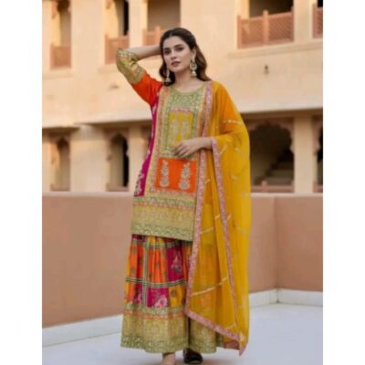 Heer- Ethnic Embroidered Suit Set In Silk
