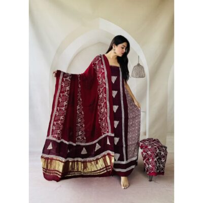 Raga- Handcrafted Modal Silk Ajrakh Suit Set