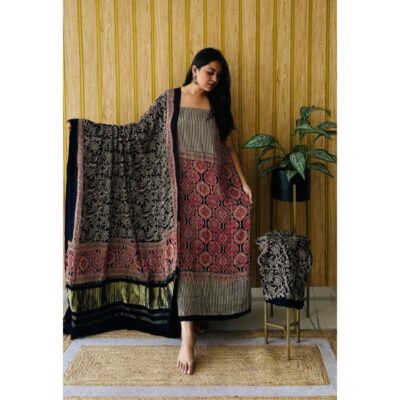 Raga- Handcrafted Modal Silk Ajrakh Suit Set
