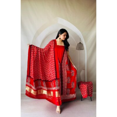 Raga- Handcrafted Modal Silk Ajrakh Suit Set