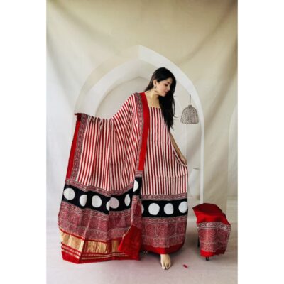 Raga- Handcrafted Modal Silk Ajrakh Suit Set