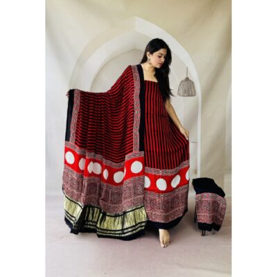 Raga- Handcrafted Modal Silk Ajrakh Suit Set