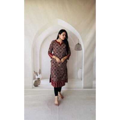 Rangriti- Ajrakh Print Kurti In Cotton