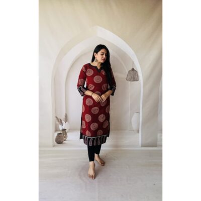 Rangriti- Ajrakh Print Kurti In Cotton