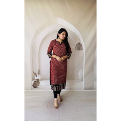 Rangriti- Ajrakh Print Kurti In Cotton