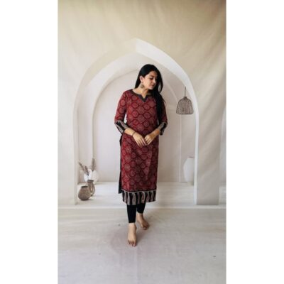 Rangriti- Ajrakh Print Kurti In Cotton