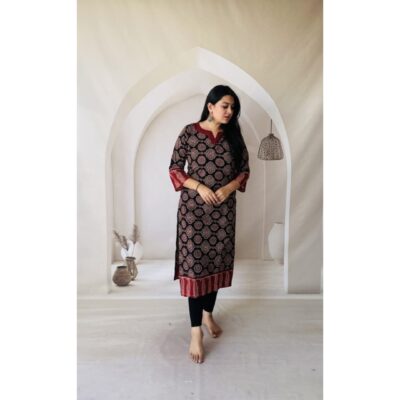 Rangriti- Ajrakh Print Kurti In Cotton