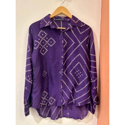 FusionFit- Bandhani Print Shirt In Cotton