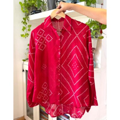 FusionFit- Bandhani Print Shirt In Cotton